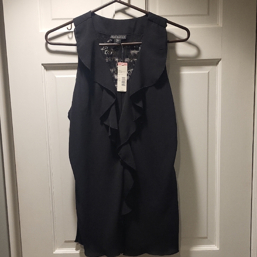 Metaphor Black Lace Accent Blouse